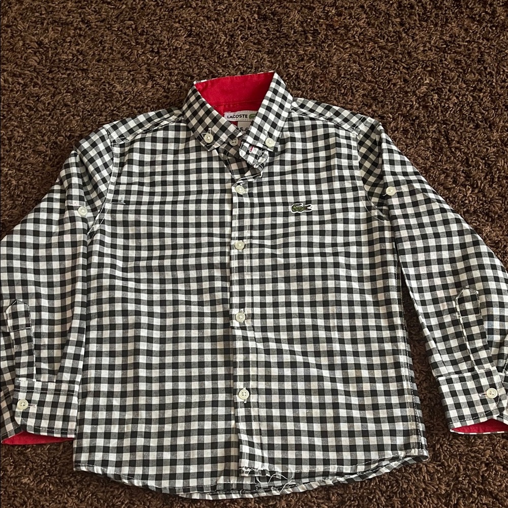Lacoste kids Black and White Gingham Shirt